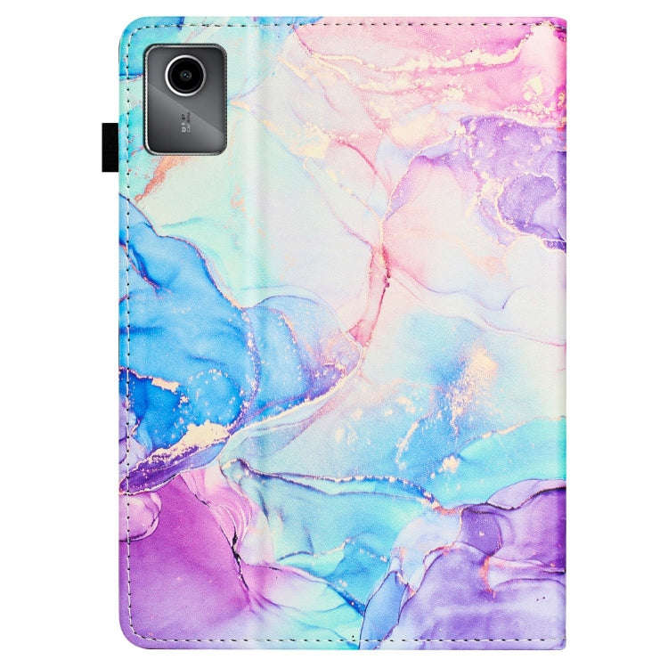 For Lenovo Tab M11/ Xiaoxin Pad 11 2024 Marble Litchi Leather Smart Tablet Case(Purple Blue)