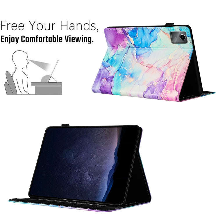 For Lenovo Tab M11/ Xiaoxin Pad 11 2024 Marble Litchi Leather Smart Tablet Case(Purple Blue)