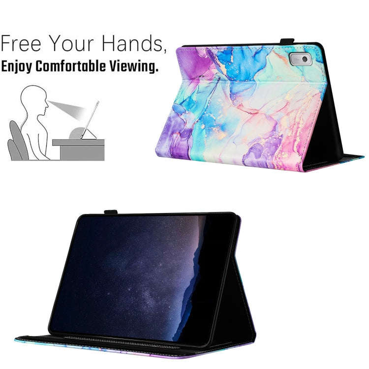 For Lenovo Tab P11 2nd / TB-350 Marble Litchi Leather Smart Tablet Case(Purple Blue)