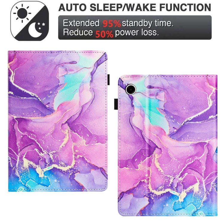 For Lenovo Tab M10 Plus X606F Marble Litchi Leather Smart Tablet Case(Purple)