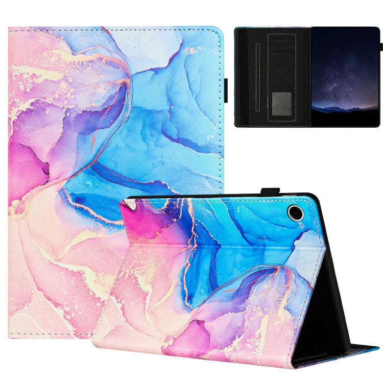 For Lenovo Tab M10 Plus X606F Marble Litchi Leather Smart Tablet Case(Pink Blue)