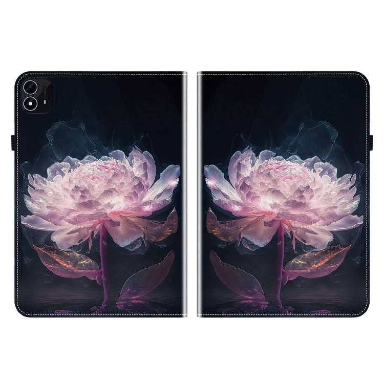 For itel Pad One 10.1 Crystal Texture Painted Leather Smart Tablet Case(Purple Peony)