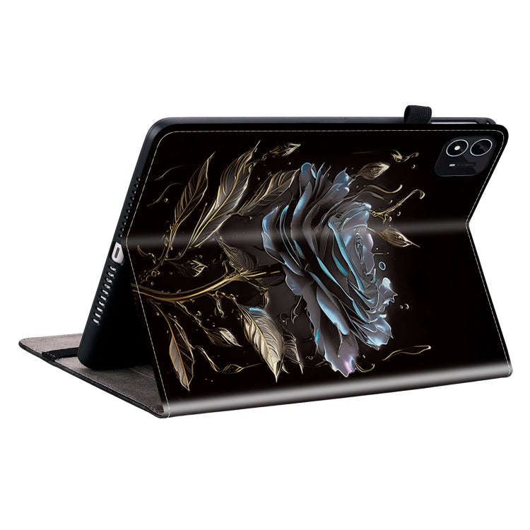 For itel Pad One 10.1 Crystal Texture Painted Leather Smart Tablet Case(Black Rose)
