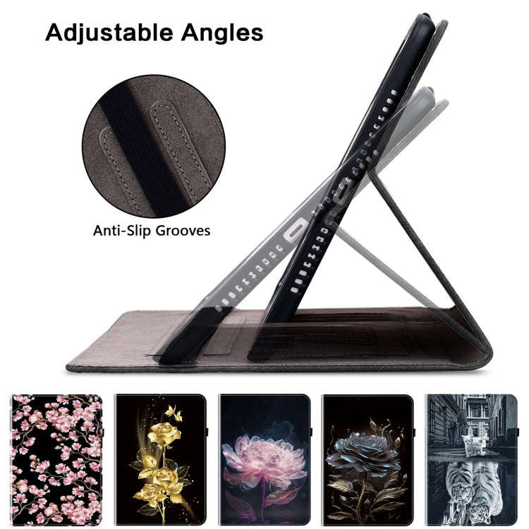 For itel Pad One 10.1 Crystal Texture Painted Leather Smart Tablet Case(Black Rose)