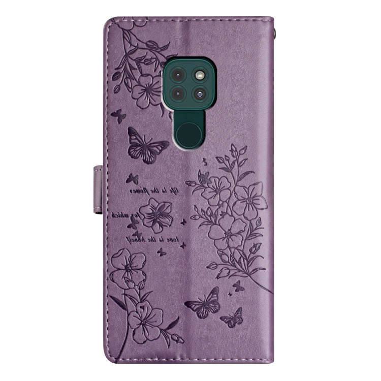 For Motorola Moto G9 / G9 Play Butterflies and Flowers Leather Phone Case(Purple)