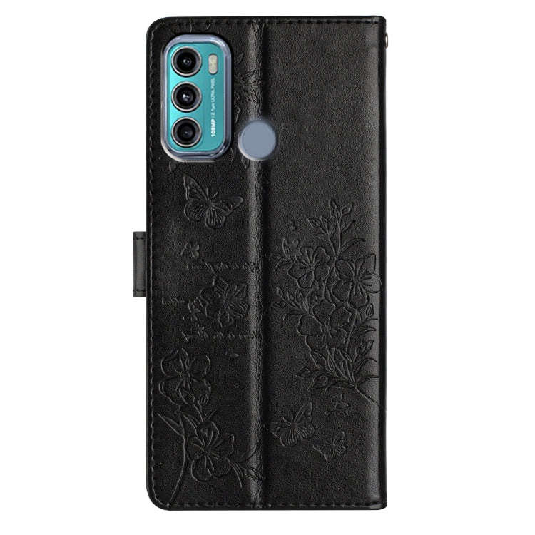 For Motorola Moto G40 Fusion Butterflies and Flowers Leather Phone Case(Black)