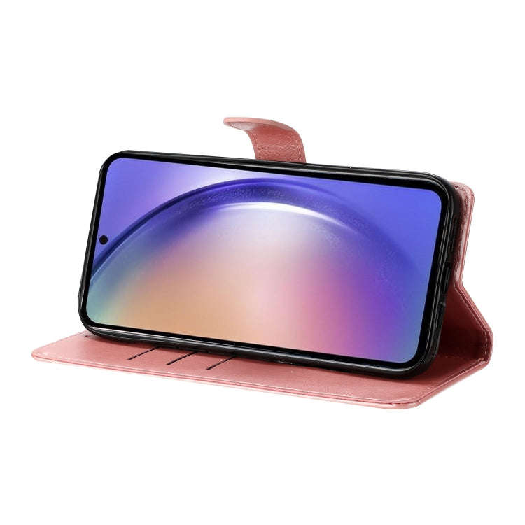 For Motorola P40 Power Butterflies and Flowers Leather Phone Case(Rose Gold)