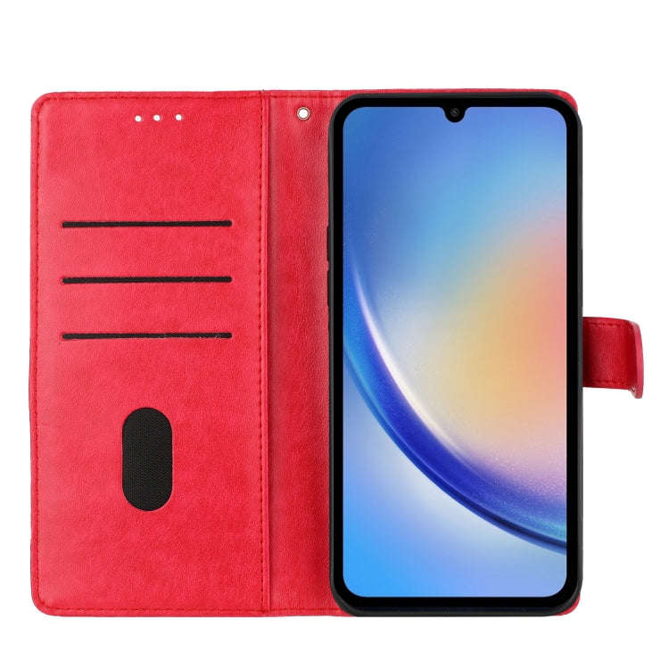 For Motorola Edge 2024 Butterflies and Flowers Leather Phone Case(Red)