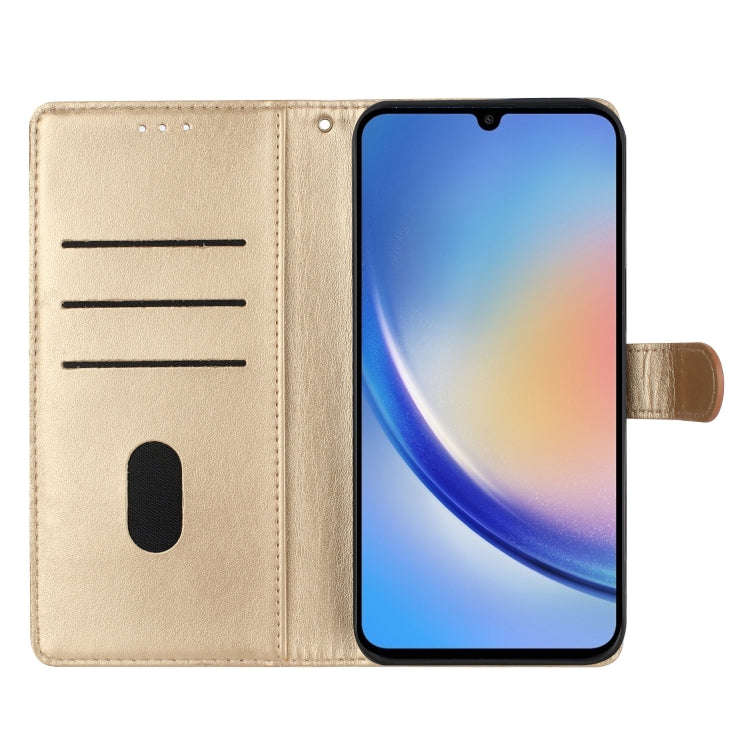 For Motorola Moto G Play 5G 2024 Butterflies and Flowers Leather Phone Case(Gold)