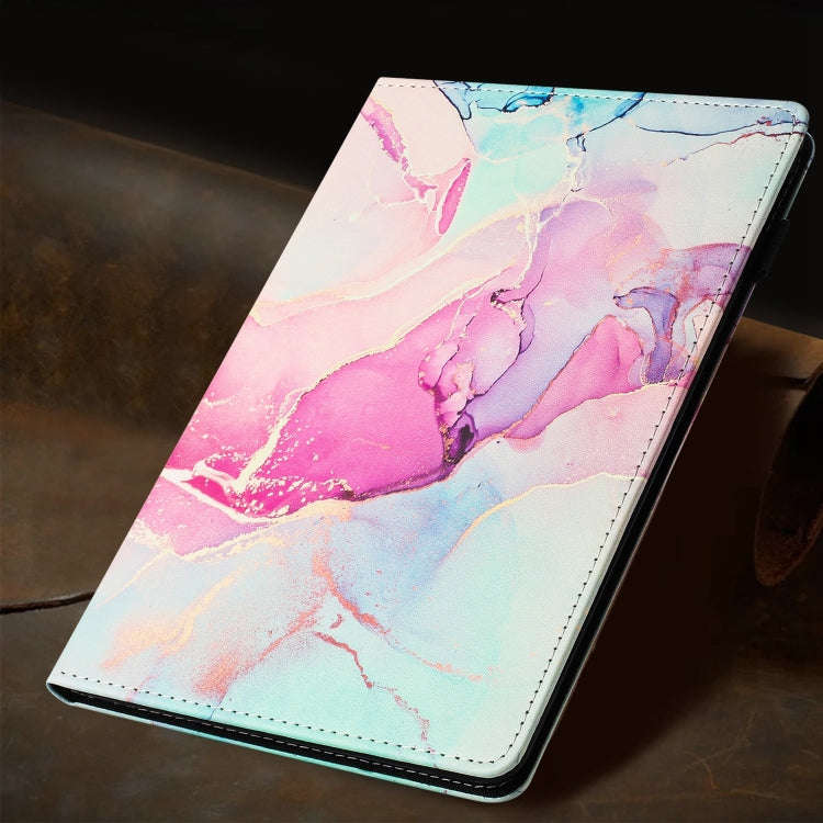 For Amazon Fire HD10 2023 / HD10 Plus Marble Litchi Leather Smart Tablet Case(Pink)