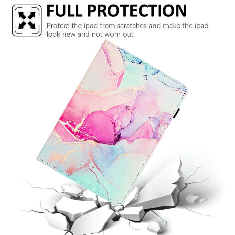 For Amazon Fire HD10 2023 / HD10 Plus Marble Litchi Leather Smart Tablet Case(Pink)
