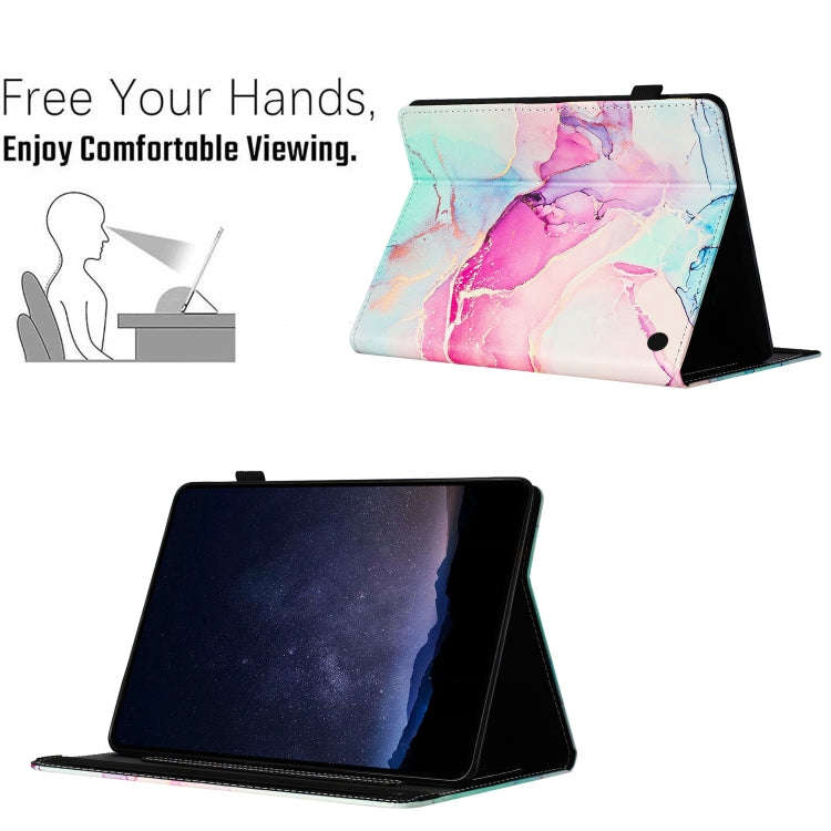For Amazon Fire HD10 2023 / HD10 Plus Marble Litchi Leather Smart Tablet Case(Pink)