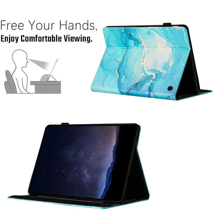 For Amazon Fire HD8 Plus 2022 / HD8 2020 Marble Litchi Leather Smart Tablet Case(Green)