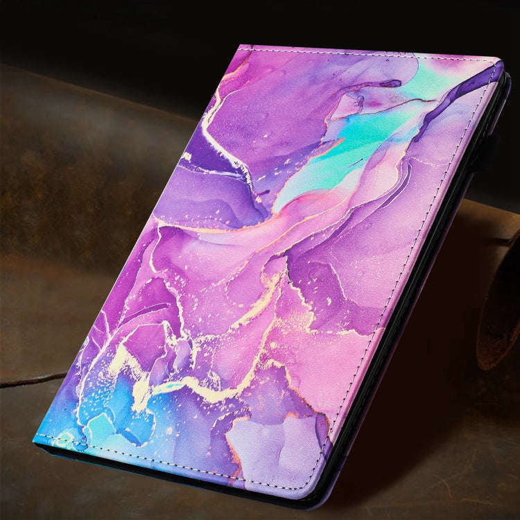 For Amazon Fire HD8 Plus 2022 / HD8 2020 Marble Litchi Leather Smart Tablet Case(Purple)
