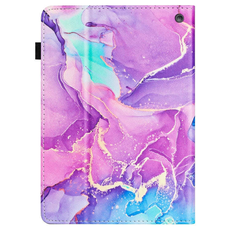 For Amazon Fire HD8 Plus 2022 / HD8 2020 Marble Litchi Leather Smart Tablet Case(Purple)