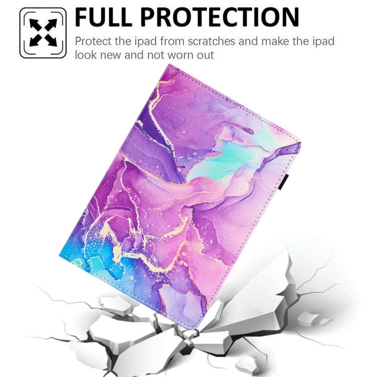 For Amazon Fire HD8 Plus 2022 / HD8 2020 Marble Litchi Leather Smart Tablet Case(Purple)
