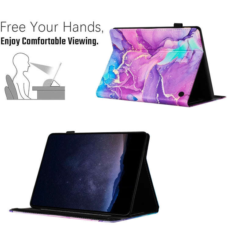 For Amazon Fire HD8 Plus 2022 / HD8 2020 Marble Litchi Leather Smart Tablet Case(Purple)