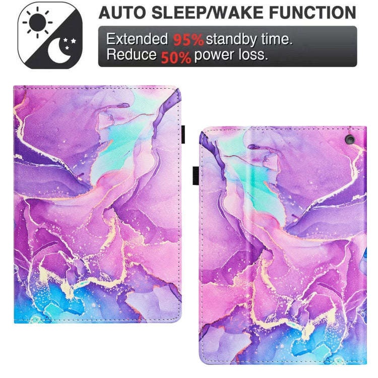 For Amazon Fire HD8 Plus 2022 / HD8 2020 Marble Litchi Leather Smart Tablet Case(Purple)