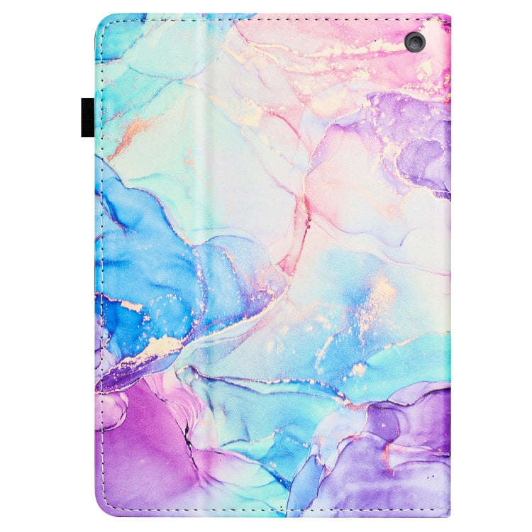 For Amazon Fire HD8 Plus 2022 / HD8 2020 Marble Litchi Leather Smart Tablet Case(Purple Blue)