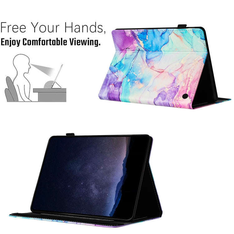 For Amazon Fire HD8 Plus 2022 / HD8 2020 Marble Litchi Leather Smart Tablet Case(Purple Blue)
