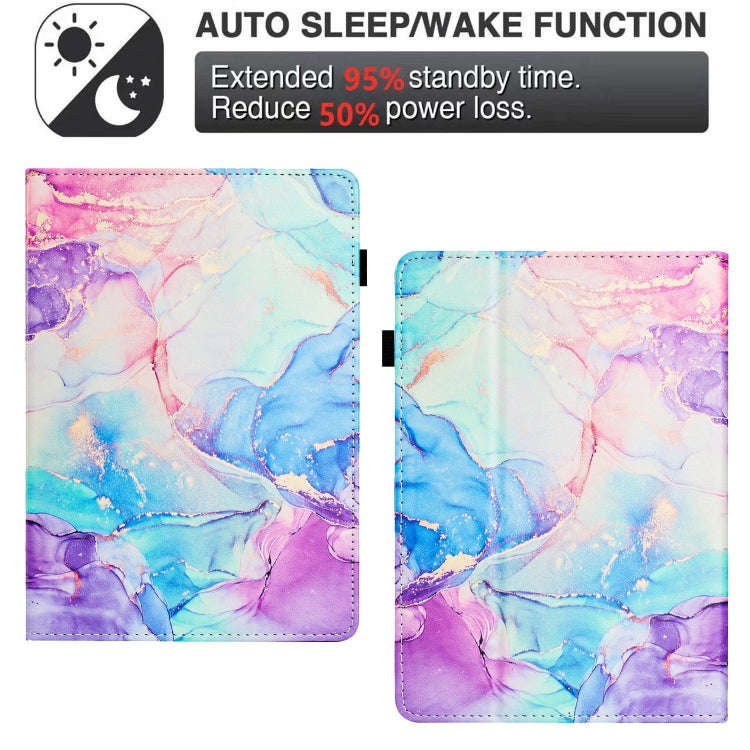 For Amazon Kindle Paperwhite 4 / 3 / 2 Marble Litchi Leather Smart Tablet Case(Purple Blue)