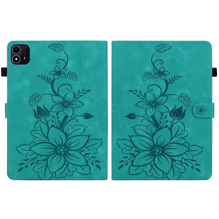 For itel Pad One 10.1 Lily Embossed Leather Tablet Case(Green)