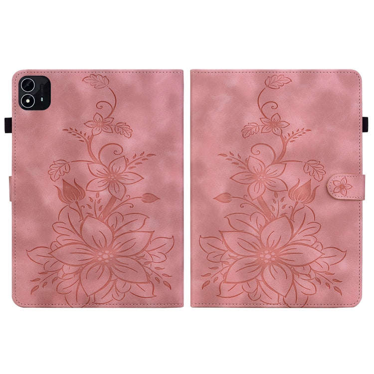 For itel Pad One 10.1 Lily Embossed Leather Tablet Case(Pink)