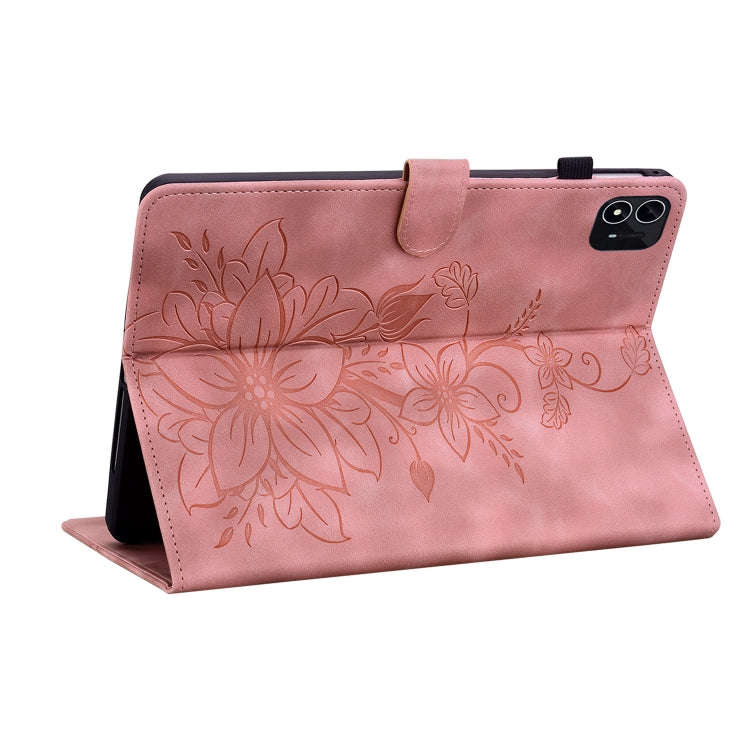 For itel Pad One 10.1 Lily Embossed Leather Tablet Case(Pink)