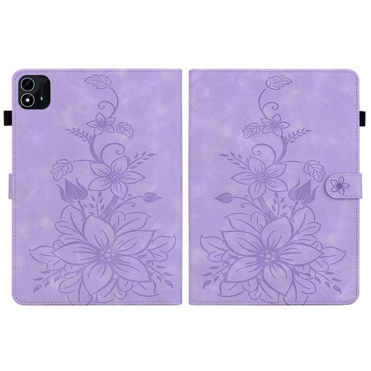 For itel Pad One 10.1 Lily Embossed Leather Tablet Case(Purple)