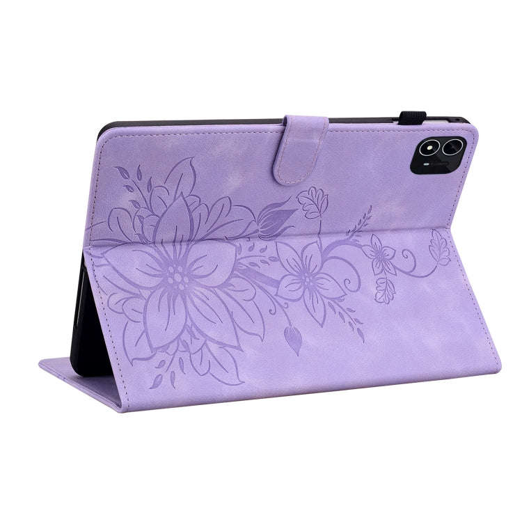 For itel Pad One 10.1 Lily Embossed Leather Tablet Case(Purple)