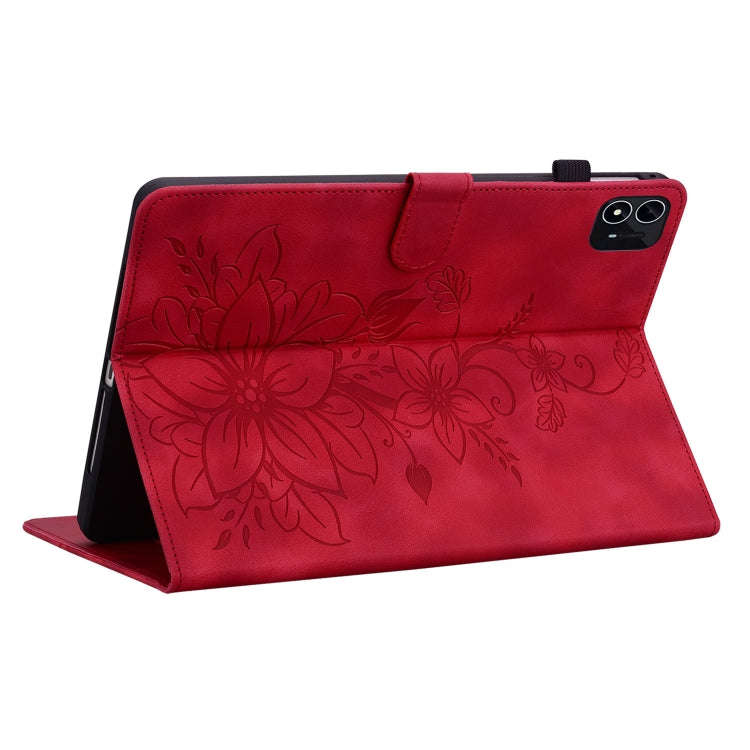 For itel Pad One 10.1 Lily Embossed Leather Tablet Case(Red)