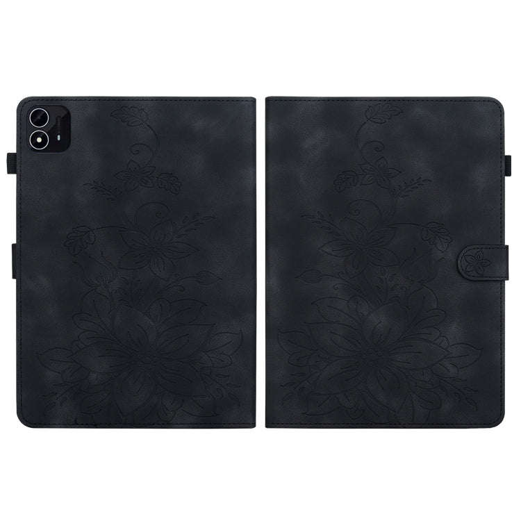 For itel Pad One 10.1 Lily Embossed Leather Tablet Case(Black)