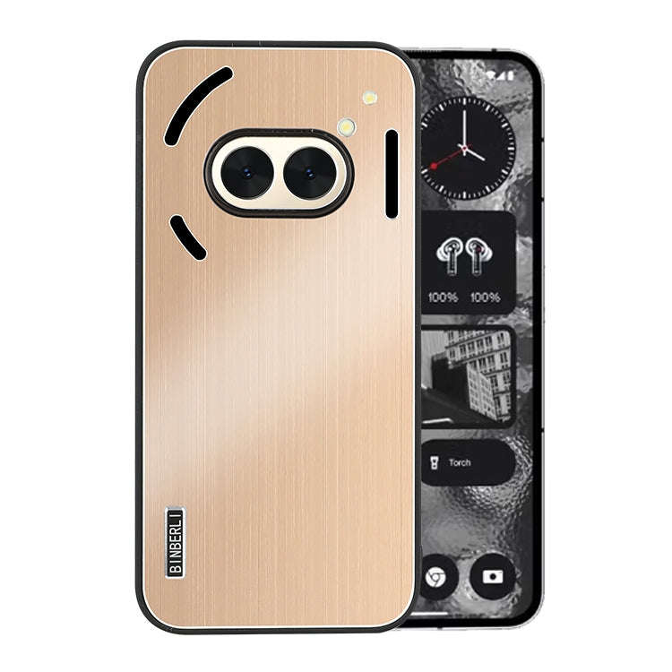 For Nothing Phone 2a / 2a Plus PC Hybrid Aluminum Alloy Brushed Shockproof Phone Case(Gold)