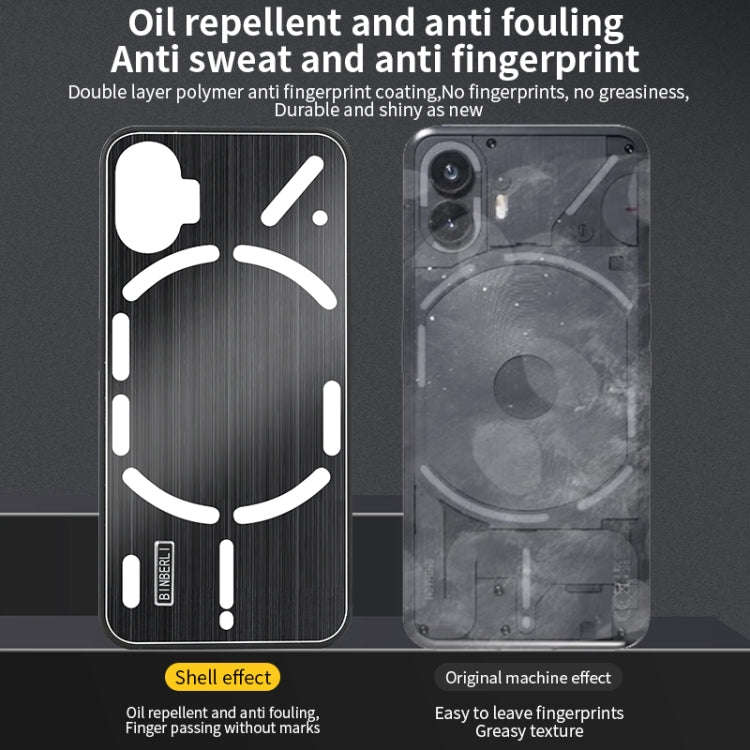 For Nothing Phone 1 PC Hybrid Aluminum Alloy Brushed Shockproof Phone Case(Black)