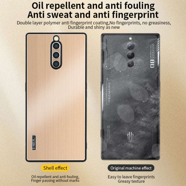 For ZTE nubia Red Magic 8 Pro / 8 Pro+ PC Hybrid Aluminum Alloy Brushed Shockproof Phone Case(Black)