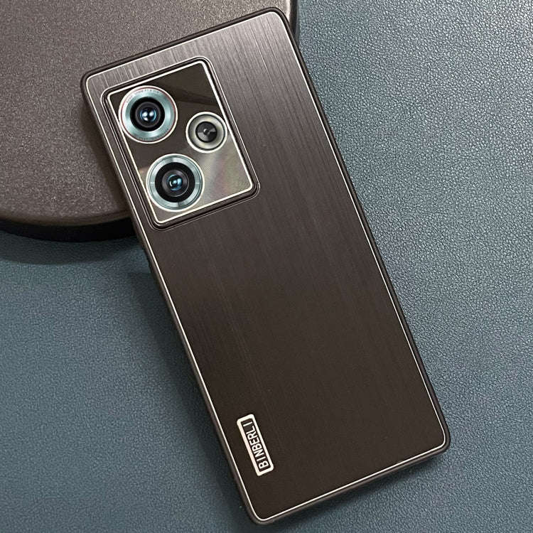 For ZTE nubia Z50 PC Hybrid Aluminum Alloy Brushed Shockproof Phone Case(Black)