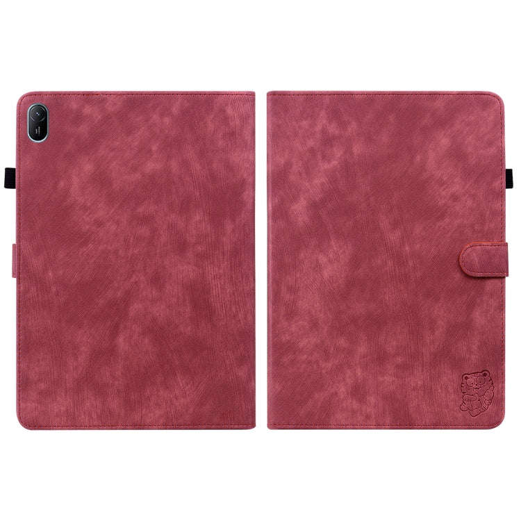 For Huawei MatePad SE 11 2024 Tiger Pattern Flip Leather Tablet Case(Red)