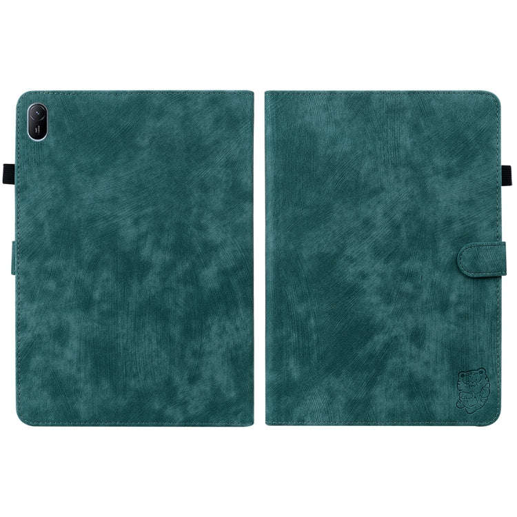 For Huawei MatePad SE 11 2024 Tiger Pattern Flip Leather Tablet Case(Dark Green)