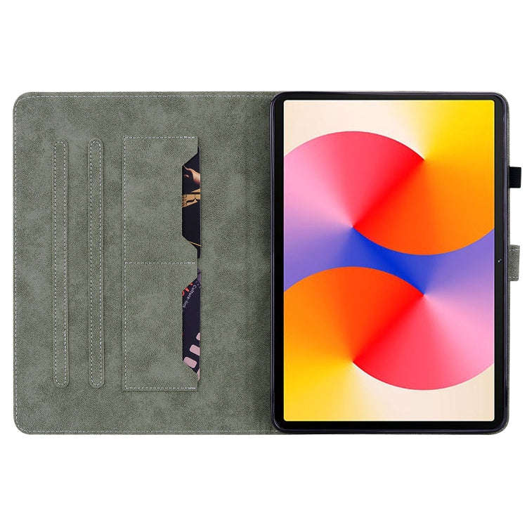 For Huawei MatePad SE 11 2024 Tiger Pattern Flip Leather Tablet Case(Dark Green)