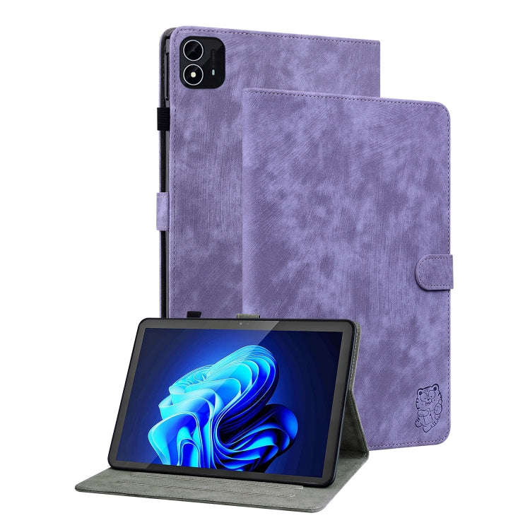 For itel Pad One 10.1 Tiger Pattern Flip Leather Tablet Case(Purple)