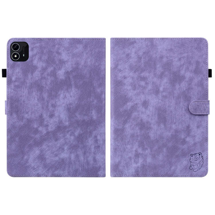 For itel Pad One 10.1 Tiger Pattern Flip Leather Tablet Case(Purple)