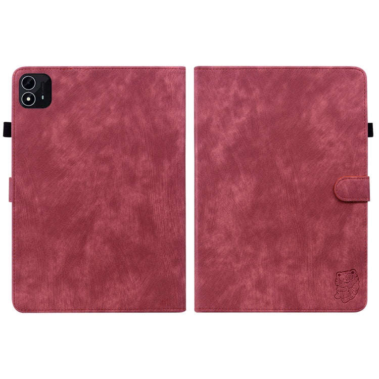 For itel Pad One 10.1 Tiger Pattern Flip Leather Tablet Case(Red)