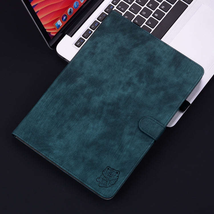 For itel Pad One 10.1 Tiger Pattern Flip Leather Tablet Case(Dark Blue)