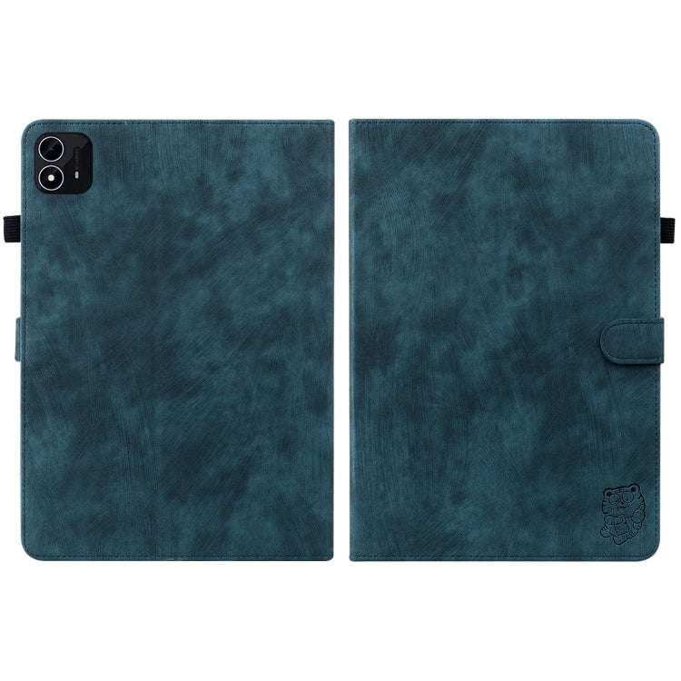 For itel Pad One 10.1 Tiger Pattern Flip Leather Tablet Case(Dark Blue)