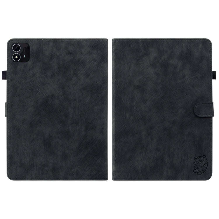 For itel Pad One 10.1 Tiger Pattern Flip Leather Tablet Case(Black)