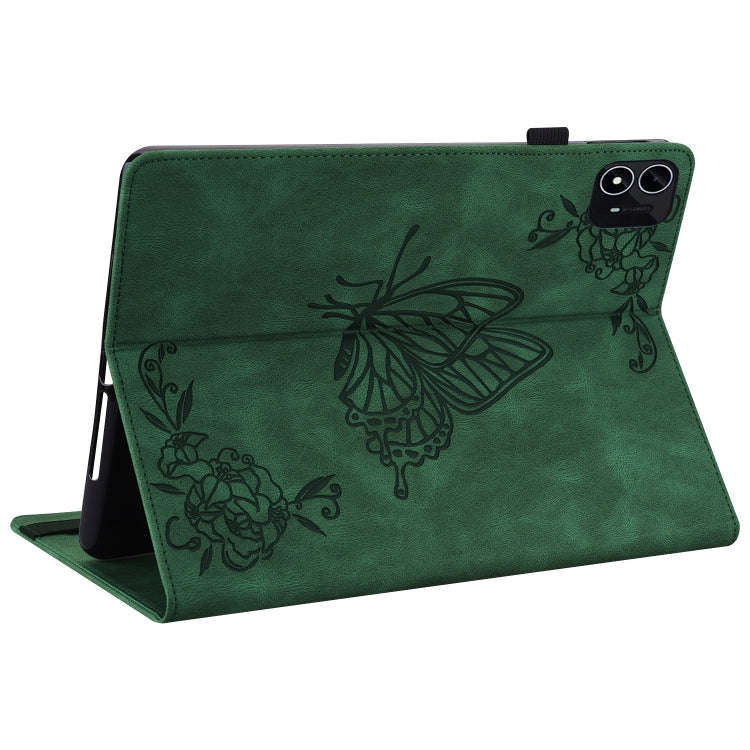 For itel Pad One 10.1 Butterfly Flower Embossed Leather Tablet Case(Green)
