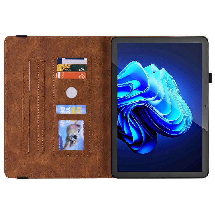 For itel Pad One 10.1 Butterfly Flower Embossed Leather Tablet Case(Brown)