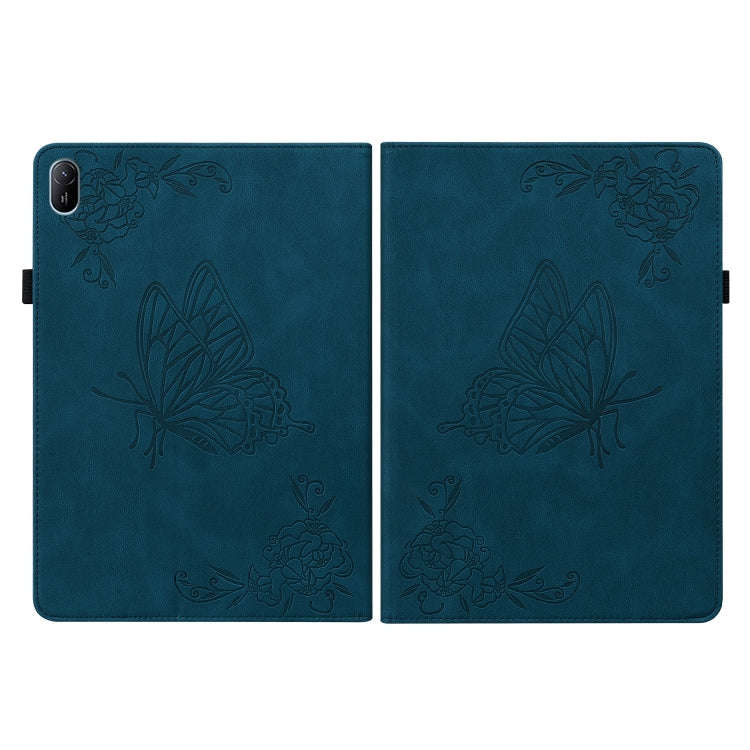 For Huawei MatePad SE 11 2024 Butterfly Flower Embossed Leather Tablet Case(Blue)