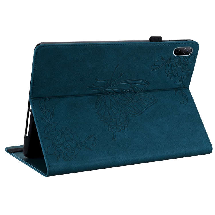 For Huawei MatePad SE 11 2024 Butterfly Flower Embossed Leather Tablet Case(Blue)