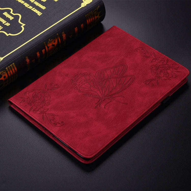 For Huawei MatePad SE 11 2024 Butterfly Flower Embossed Leather Tablet Case(Red)